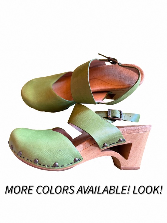 Dansko Shoes - Dansko Thea Spring Green Leather Ankle Strap Clogs Size 37 6.5 7 Womens Shoes